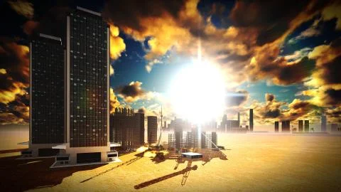 Construction site at sunset Stock-Illustration