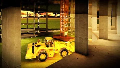 Construction site at sunset Illustrazione stock