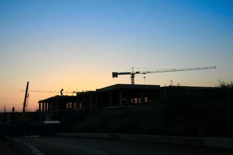 Construction site at sunset Stock-Fotos