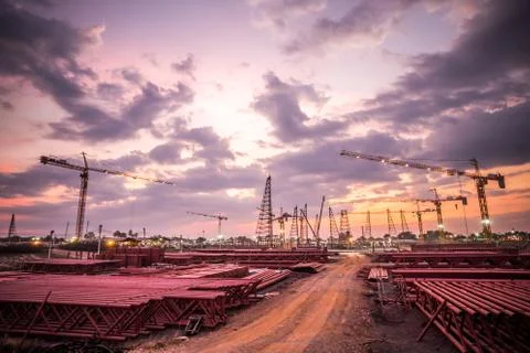 Construction site with sunset Stock-Fotos