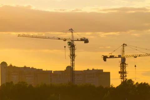 Construction site on sunset Stock Photos