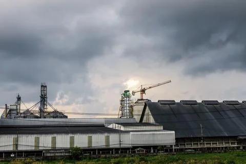 Construction site on sunset Stock Photos