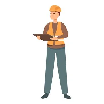 Construction site supervisor holding digital tablet, managing and overseeing Stock Illustration