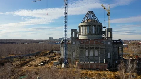 The construction site of the temple Stock Footage 118514678