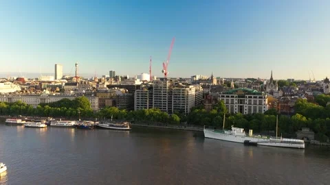 Construction site on Thames river waterfront Video stock 157443128