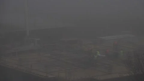 Construction Site In Thick Fog Vídeos de archivo 165100055