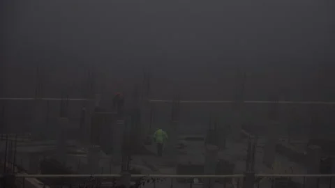 Construction Site In Thick Fog 動画素材 165100056