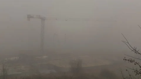 Construction Site In Thick Fog Video stock 165100166