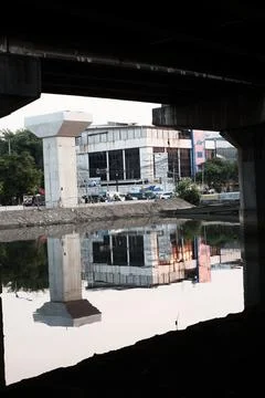 Construction Site Through Bridge Frame Stock Photos