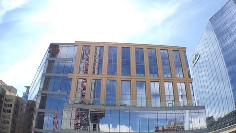 Construction Site Tilt down Reflected Stock Footage 81457651