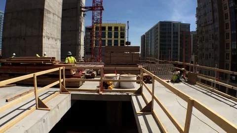 Construction Site Tilt down to Shaft Stock Footage 81458030