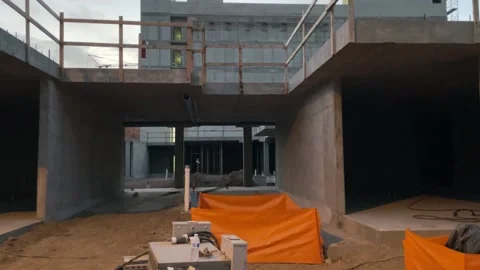 Construction Site (Tilt Up) At Sunset Stock Footage 156641227