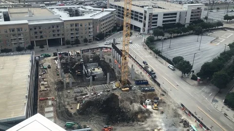 Construction Site Timelapse with crane and bulldozer - day Video stock 111726889