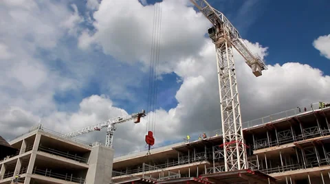 Construction Site Timelapse with Crane Stock Footage 39377452