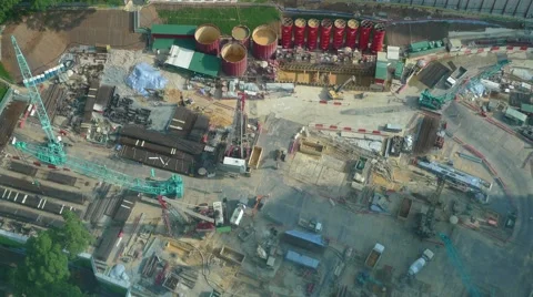 Construction Site Timelapse, Overhead View Stock Footage 51598533
