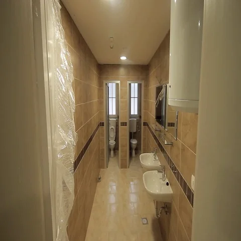 Construction site toilets inside Stockbeeldmateriaal 69399501