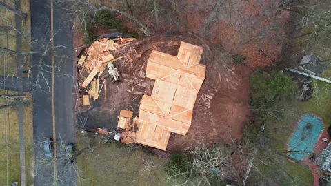 Construction Site from a Top Down Aerial View 4K Stock Footage 233032339