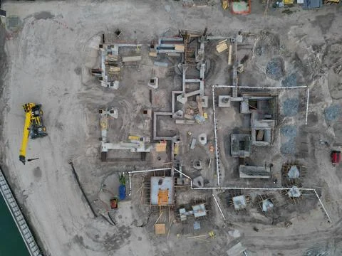 Construction site from top. Structural design engineering. Structure engineering Stock Photos