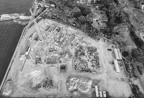 Construction site from top. Structural design engineering. Structure engineering Foto stock