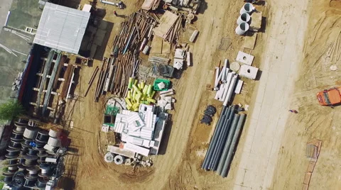 Construction Site Top View Aerial Moscow Russia Summer Day Stock Footage 60775002