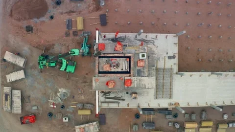 Construction site top view building construction with crane Stock Footage 148790384