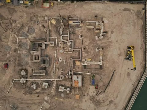 Construction site top view. Structural design engineering. Structure engineering Stock Photos
