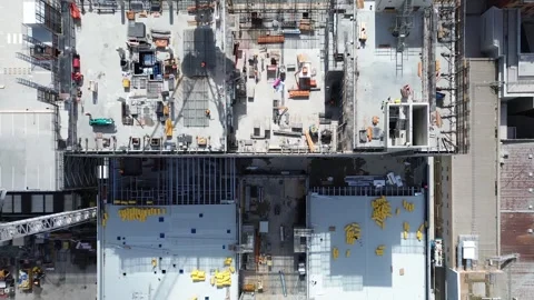 Construction Site with Tower Crane Stock Footage 332786660