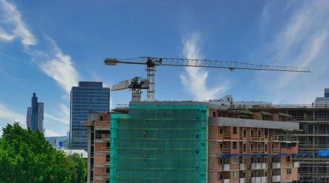 Construction Site with Tower Cranes and AZ Tower in Brno Czech Republic Stock Photos