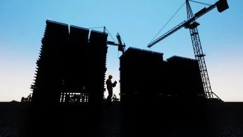  Construction Site With Tower Cranes  Stock Illustration