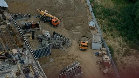 Construction site with tractors and dump truck Stock Footage 150074205