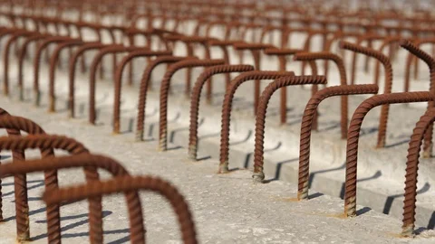 The construction site of the traffic intersection. Reinforced concrete beams for Stock-Footage 89424516