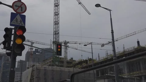 Construction site with traffic lights Stock Footage 147626243