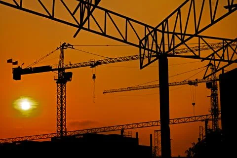 Construction site at twilight Stock Photos