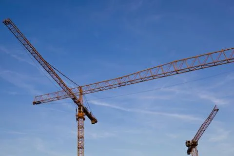Construction site with two cranes Foto stock