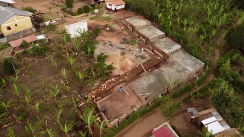 Construction site in Uganda Africa. Construction of a primary school in Africa. 스톡 동영상 313735977