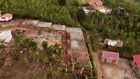Construction site in Uganda Africa. Construction of a primary school in Africa. 스톡 동영상 313735983