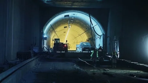 Construction site of the underground tunnel Stock-Footage 69853594