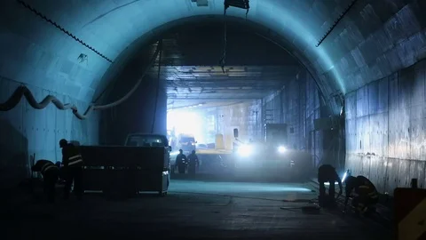 Construction Site Of The Underground Tunnel Stock-Footage 69855278