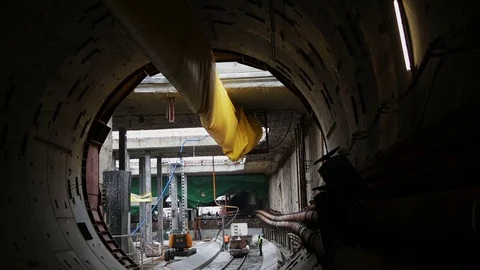 Construction Site Of The Underground Tunnel Stock-Footage 69855607
