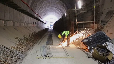 Construction Site Of The Underground Tunnel Stock-Footage 69855869