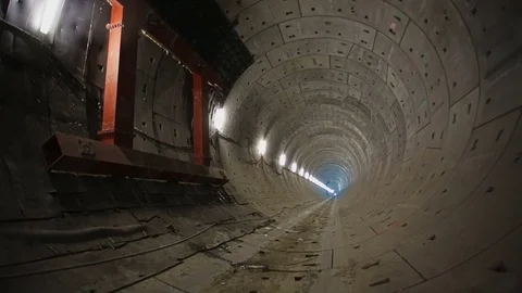 Construction Site Of The Underground Tunnel Stock-Footage 69859324