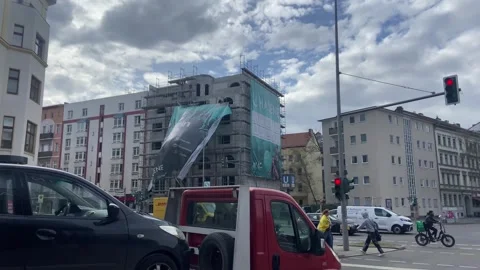 Construction site of use building on Stromstrasse in Berlin March 25th, 2026 Stock Footage 336280886
