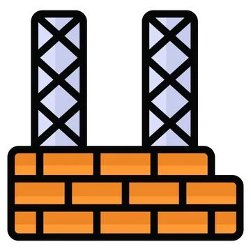 Construction site vector flat icon, colored line vector design Stock Illustration