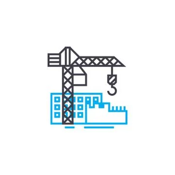 Construction site vector thin line stroke icon. Construction site outline Stock Illustration