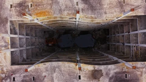 Construction site view from above showing structural elements and machinery Stock Footage 325086167
