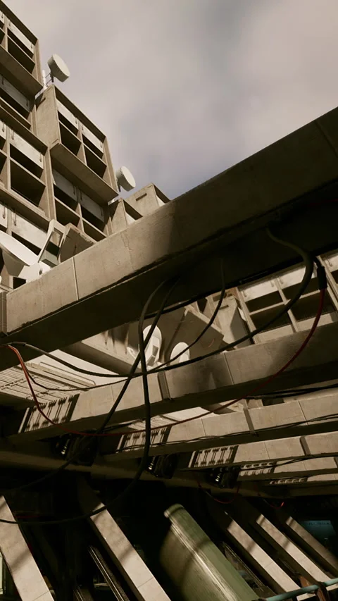 Construction site view of building with cables and structures in city landscape Stock Footage 335693761