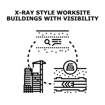 Construction site visibility x ray style planning process Stock Illustration