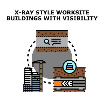 Construction site visibility x ray style planning process Stock Illustration