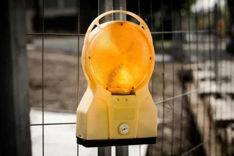 Construction site warning light lamp orange fence Photos