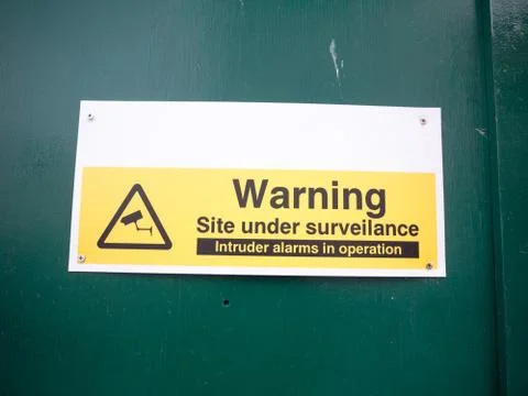 Construction site warning site under surveillance cctv Stock Photos